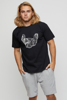 Футболка чоловіча basic чорна з принтом YAPPI