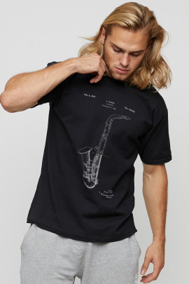 Футболка чоловіча basic чорна з принтом YAPPI