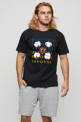 Футболка чоловіча basic чорна з принтом YAPPI