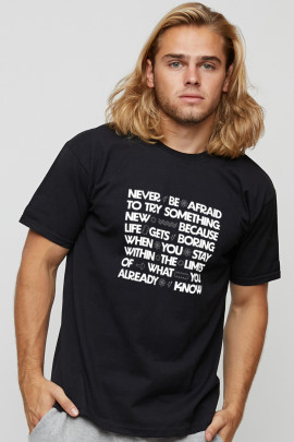 Футболка чоловіча basic чорна з принтом YAPPI