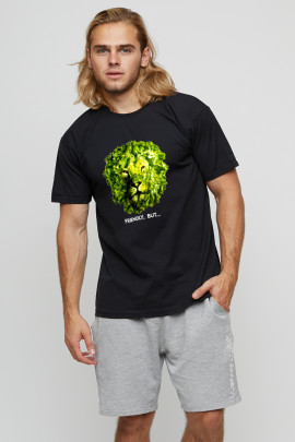 Футболка чоловіча basic чорна з принтом YAPPI