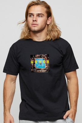 Футболка чоловіча basic чорна з принтом YAPPI