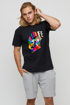 Футболка чоловіча basic чорна з принтом YAPPI