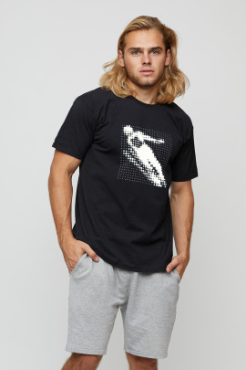 Футболка чоловіча basic чорна з принтом YAPPI