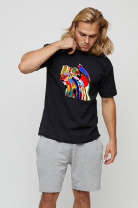 Футболка чоловіча basic чорна з принтом YAPPI