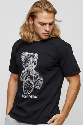 Футболка чоловіча basic чорна з принтом YAPPI