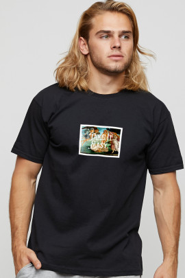 Футболка чоловіча basic чорна з принтом YAPPI