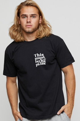 Футболка чоловіча basic чорна з принтом YAPPI