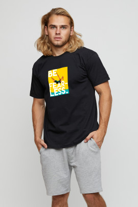 Футболка чоловіча basic чорна з принтом YAPPI