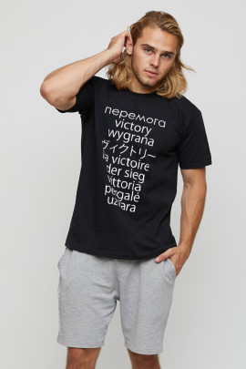 Футболка чоловіча basic чорна з принтом YAPPI