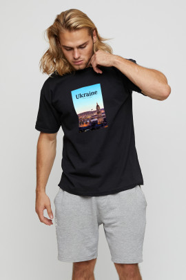 Футболка чоловіча basic чорна з принтом YAPPI