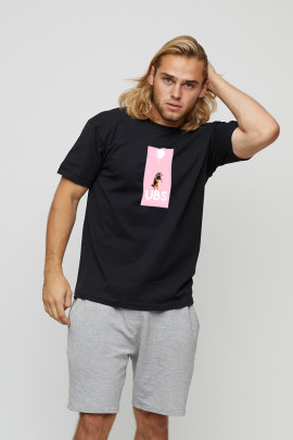 Футболка чоловіча basic чорна з принтом YAPPI