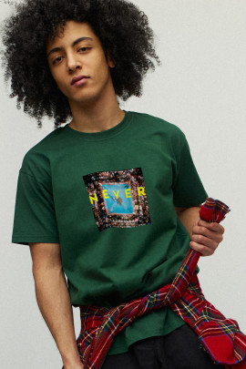 Футболка чоловіча зелена з принтом YAPPI