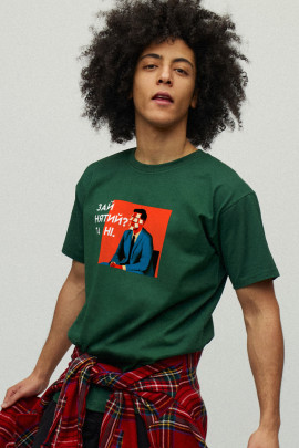 Футболка чоловіча зелена з принтом YAPPI