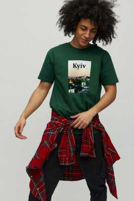 Футболка чоловіча зелена з принтом YAPPI