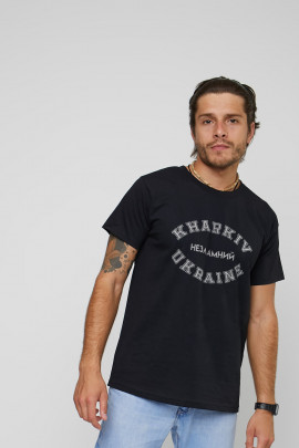 Футболка YAPPI чоловіча чорна патріотична "Kharkiv - незламний"