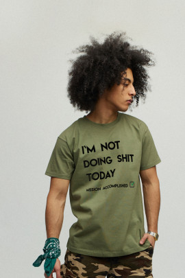 Футболка YAPPI чоловіча хакі зелений "I`m not doing shit today"
