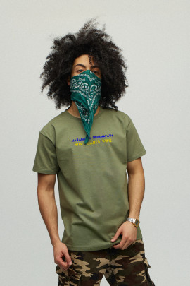 Футболка YAPPI чоловіча хакі зелений патріотична "Нахабність перемагати"