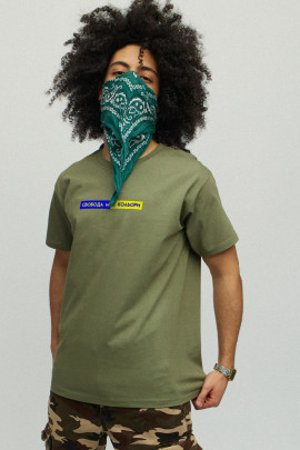Футболка YAPPI чоловіча хакі зелений патріотична "Свобода має кольори"