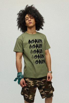 Футболка YAPPI чоловіча хакі зелений "Again - Gain"