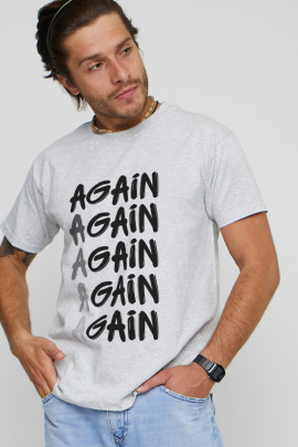 Футболка YAPPI чоловіча сіра "Again - Gain"