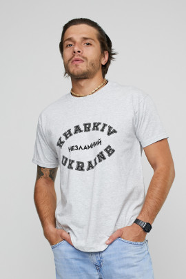 Футболка YAPPI чоловіча сіра патріотична "Kharkiv - Незламний"