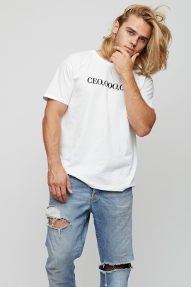 Футболка YAPPI чоловіча біла "CEO,OOO,OOO"