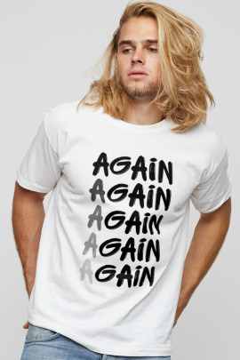 Футболка YAPPI чоловіча біла "Again - Gain"