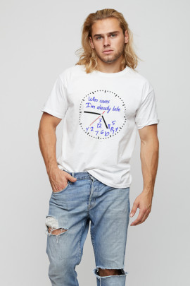 Футболка YAPPI чоловіча біла "Who cares. I`m already late"