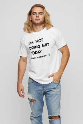 Футболка YAPPI чоловіча біла "I`m not doing shit today"