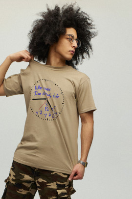 Футболка YAPPI чоловіча хакі "Who cares. I`m already late"