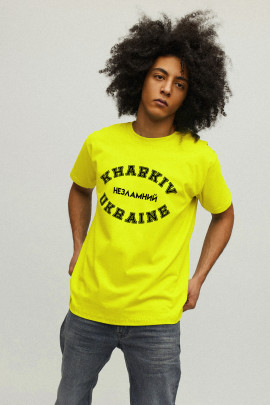 Футболка YAPPI чоловіча жовта патріотична "Kharkiv - Незламний"