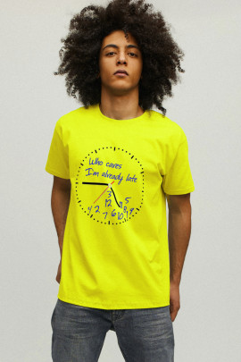 Футболка YAPPI чоловіча жовта "Who cares. I`m already late"