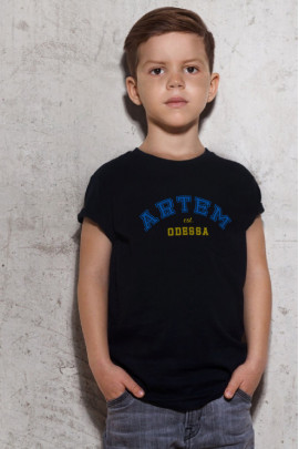 Футболка YAPPI дитяча чорна патріотична "Artem est. Odessa"