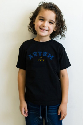 Футболка YAPPI дитяча чорна патріотична "Artem est. Lviv"