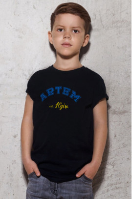 Футболка YAPPI дитяча чорна патріотична "Artem est. Kyiv"