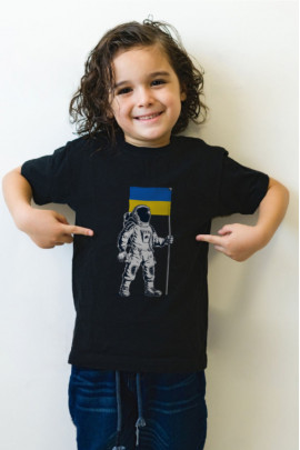Футболка YAPPI дитяча чорна патріотична "Космонавт"