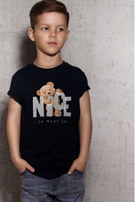 Футболка YAPPI дитяча чорна "Nice to meet you"
