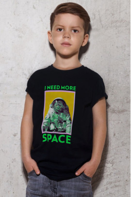 Футболка YAPPI дитяча чорна "Кіт космонавт"