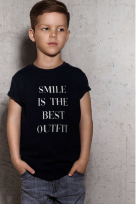 Футболка YAPPI дитяча чорна "Посмішка - найкраще вбрання"