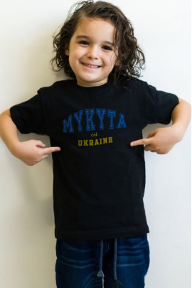Футболка YAPPI дитяча чорна патріотична "Mykyta est. Ukraine"