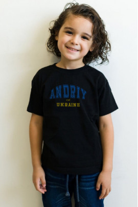 Футболка YAPPI дитяча чорна патріотична "Andriy est. Ukraine"