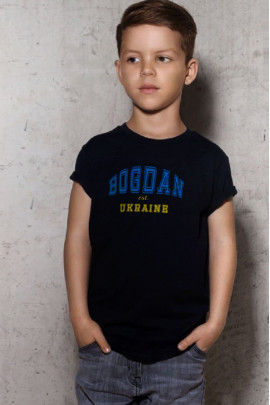 Футболка YAPPI дитяча чорна патріотична "Bogdan est. Ukraine"