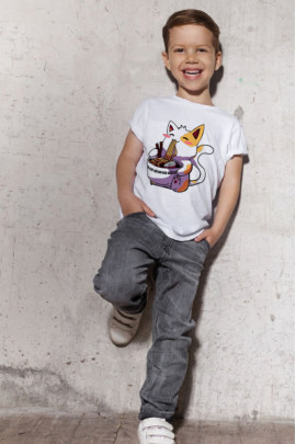 Футболка YAPPI дитяча біла "Аніме кіт"