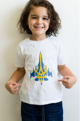 Футболка YAPPI дитяча біла патріотична "Літак тризуб"