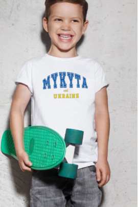 Футболка YAPPI дитяча біла патріотична "Mykyta est.Ukraine"