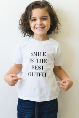 Футболка YAPPI дитяча біла "Посмішка - найкраще вбрання"