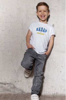 Футболка YAPPI дитяча біла патріотична "Назар est.Ukraine"