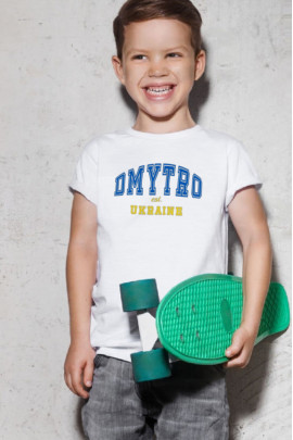 Футболка YAPPI дитяча біла патріотична "Dmytro est.Ukraine"