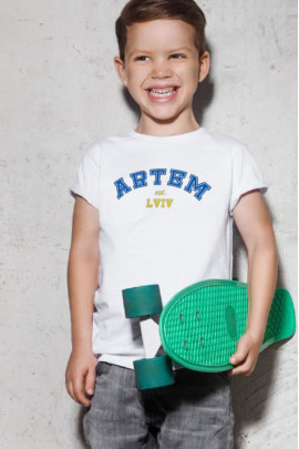 Футболка YAPPI дитяча біла патріотична "Artem est.Lviv"
